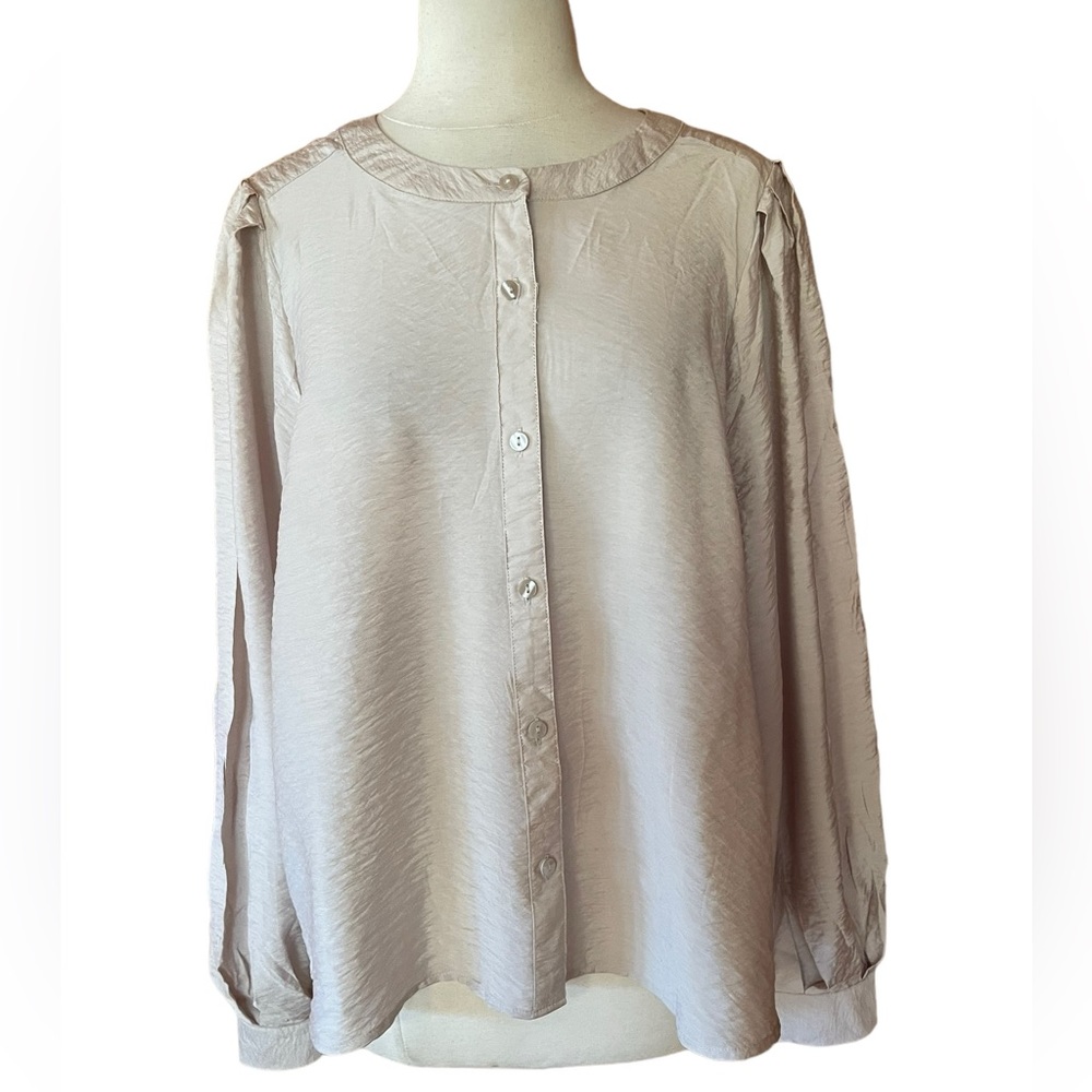 NWT a new day Light Brown Button Down Blouse